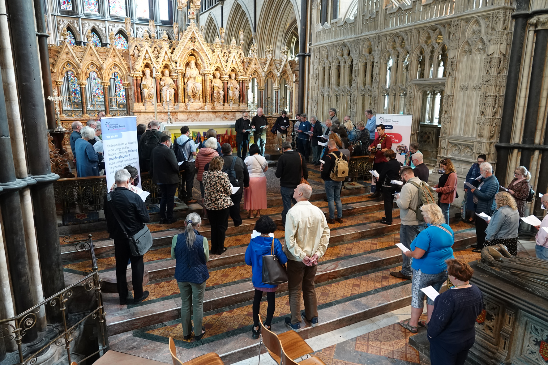 People gathered at the high altar for the prayer event