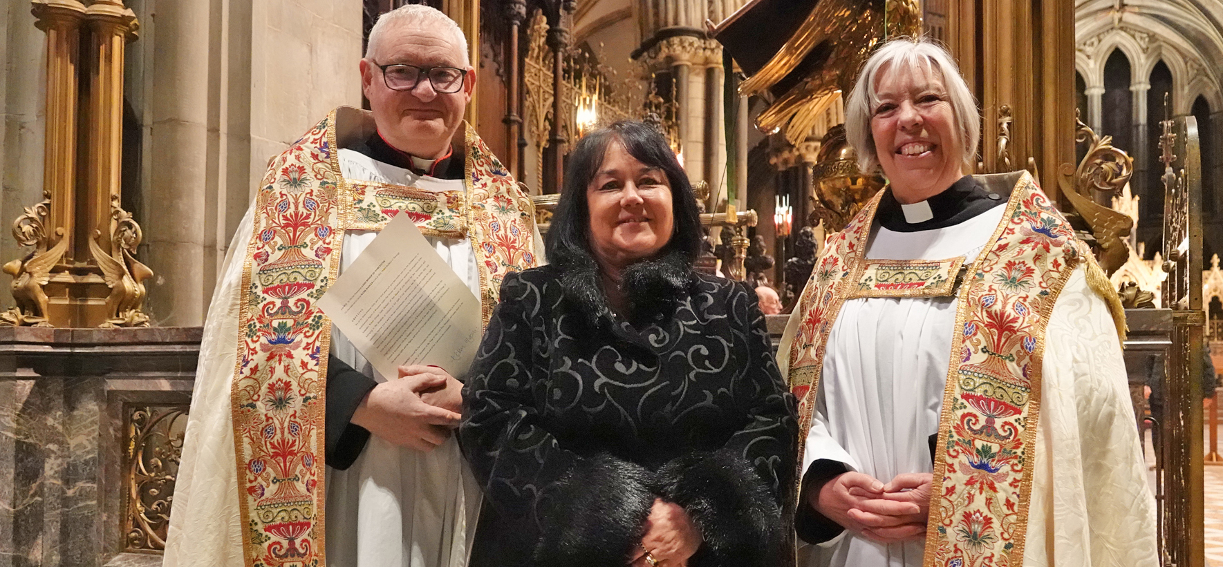 Mark Badger, Liz McKinnon and Nikki Groarke in the Cathedral