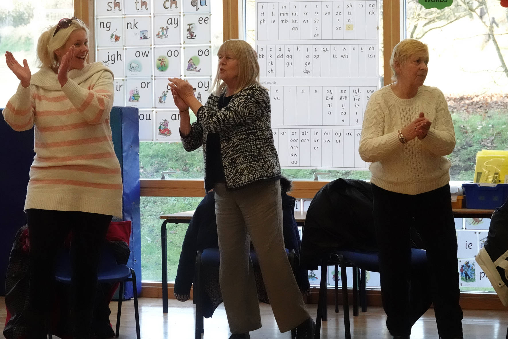 Three grandparents dancing