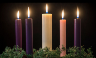 Advent candles fully lit