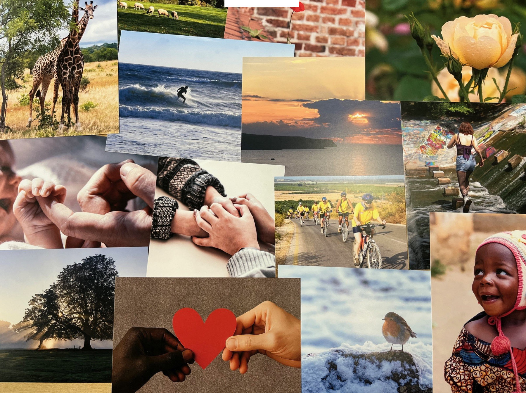 A montage of the photos on postcards used to help people talk about their faith
