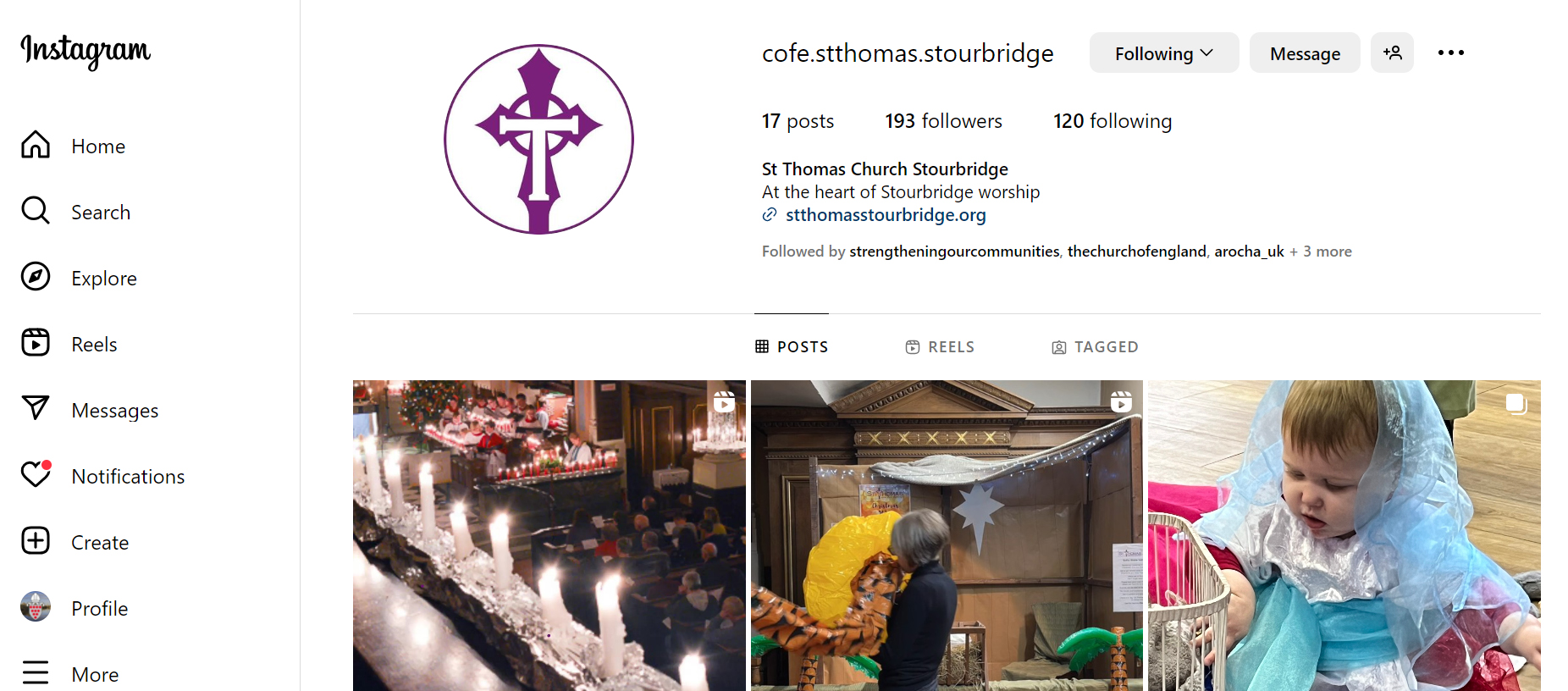 Instagram page for St Thomas, Stourbridge