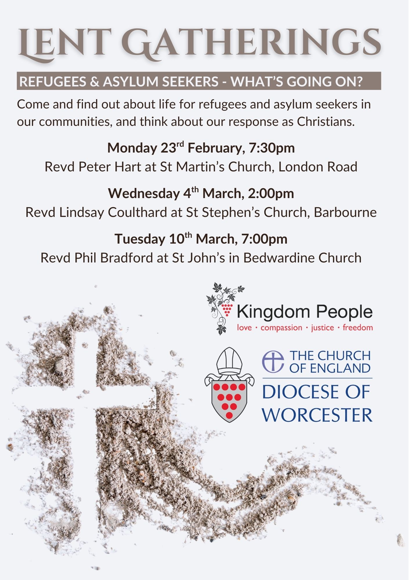 A poster advertising the three Lent Gatherings