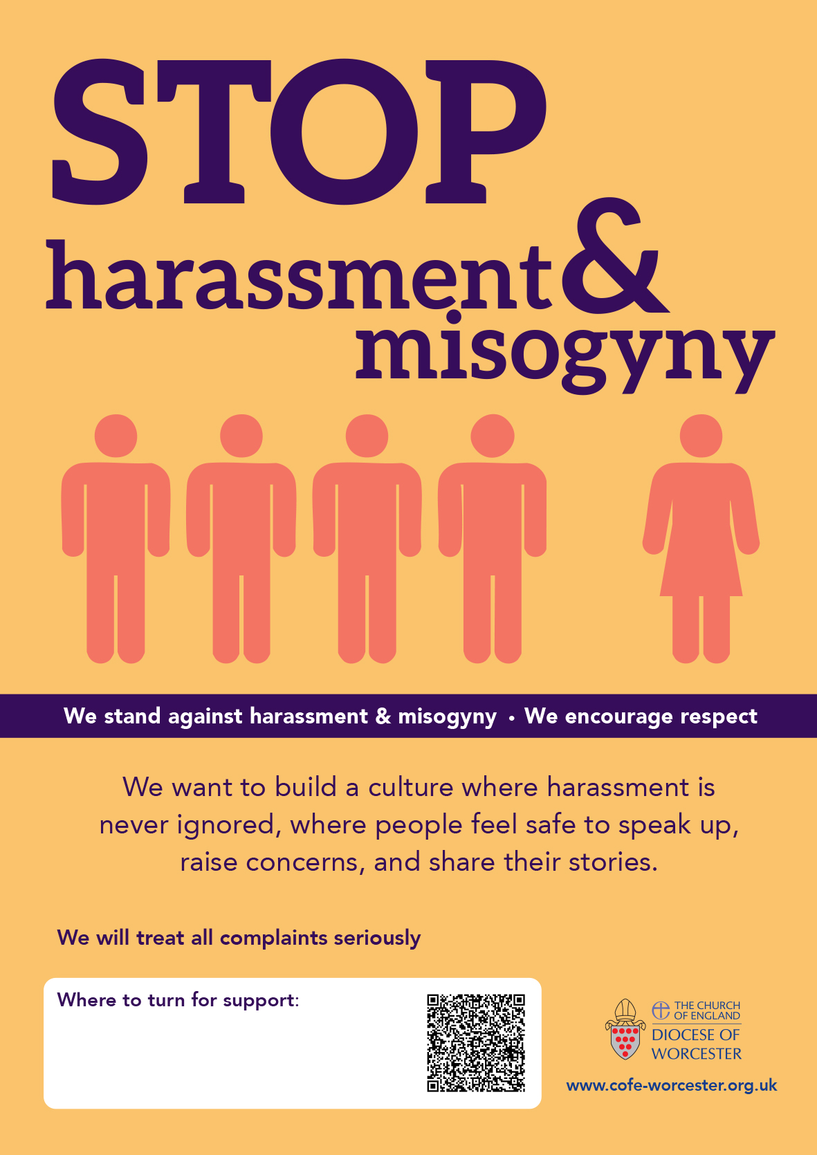 A poster to be displayed in parishes to raise the profile of harassment and misogyny