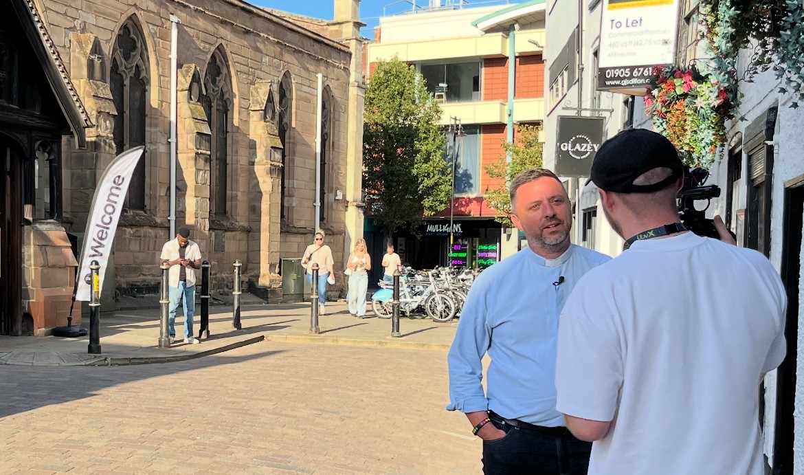 Rev Rich Johnson being interviewed