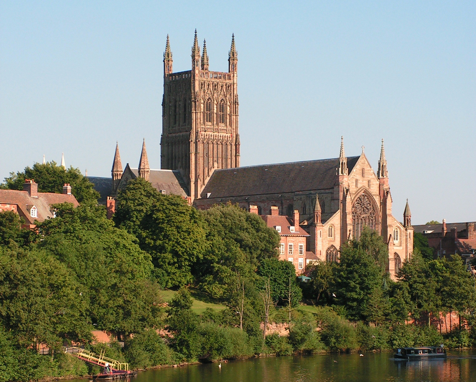 Worcester Cathedral taken from the river side of the city