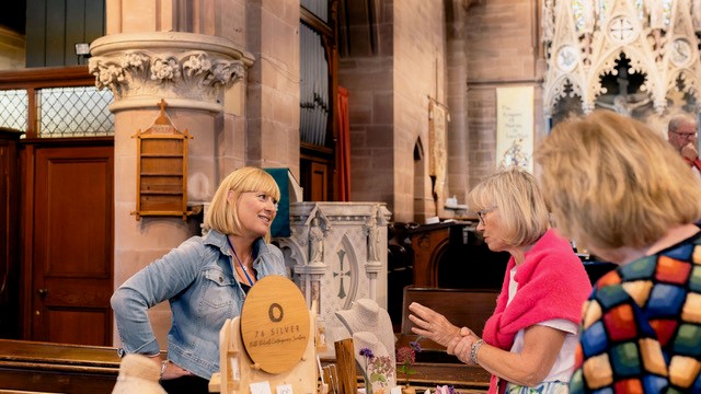 Ladies chatting in Hallow church