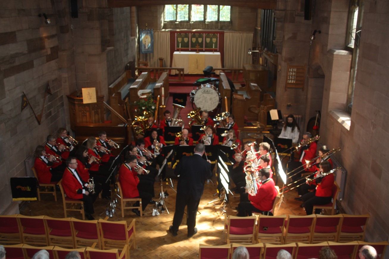 Brass band in st saviour's church as part of the hagley music festival