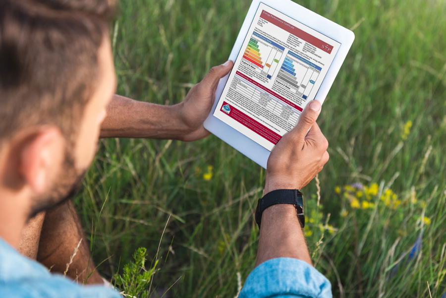 Person looking at the Energy Footprint Tool on a tablet