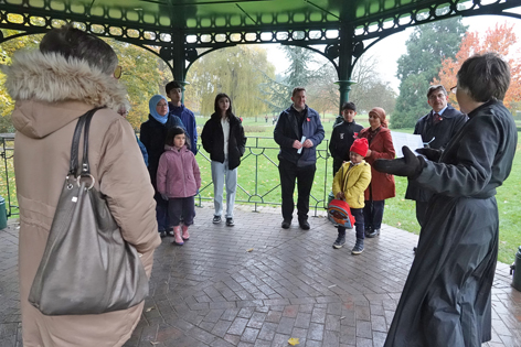 People gathered in the bandstand in Sanders park in Bromsgrove