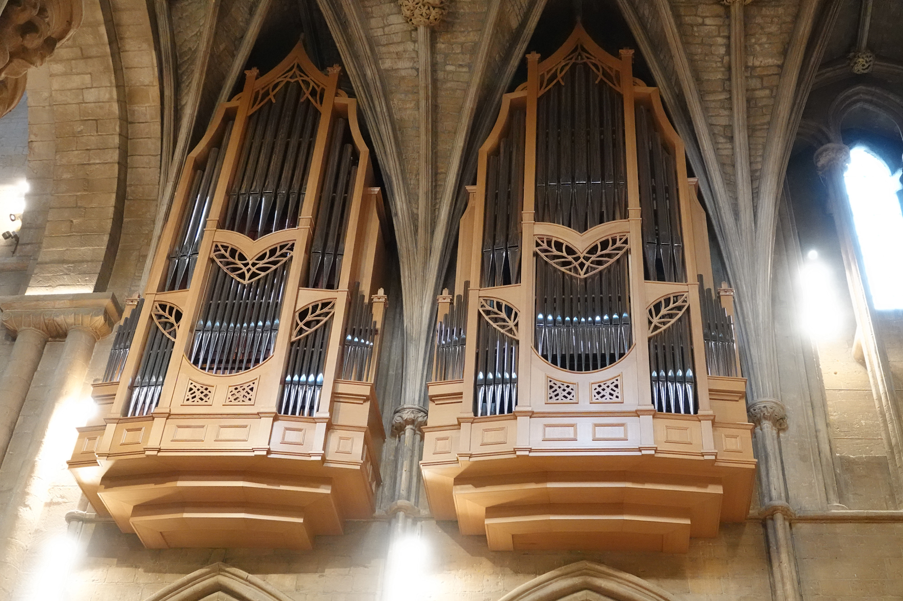 A picture of the front pipes of Pershore Abbey's new organ
