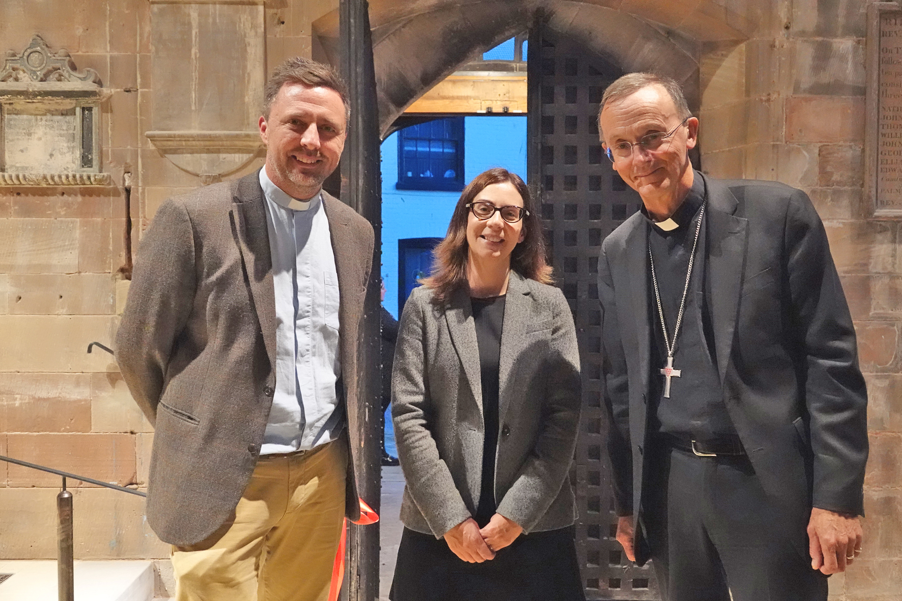 Vicar rich Johnson with Project Manager Stella Power and Bishop John