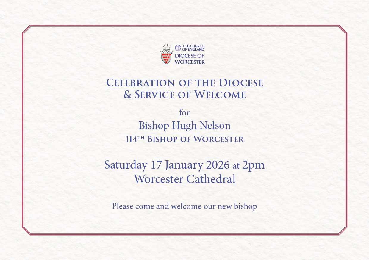 Invitation to the service of welcome for Bishop Hugh