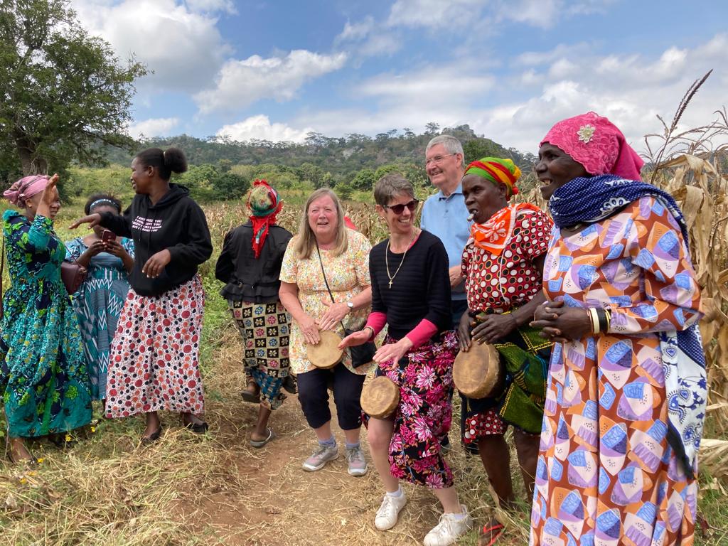 Ladies in the Morogoro countryside dancing and drumming