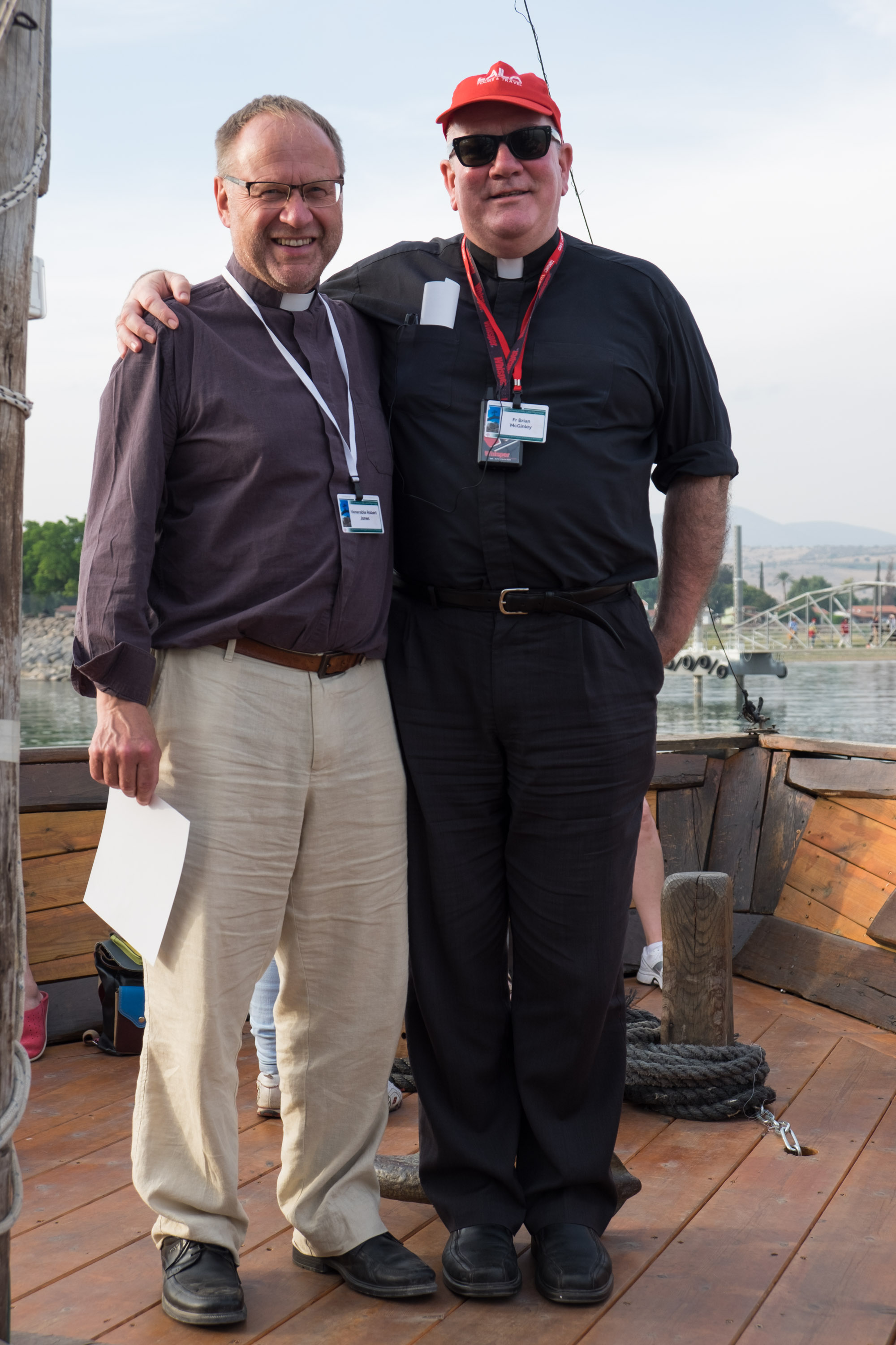 Robert Jones standing with Father Brian, RC Priest in Worcester