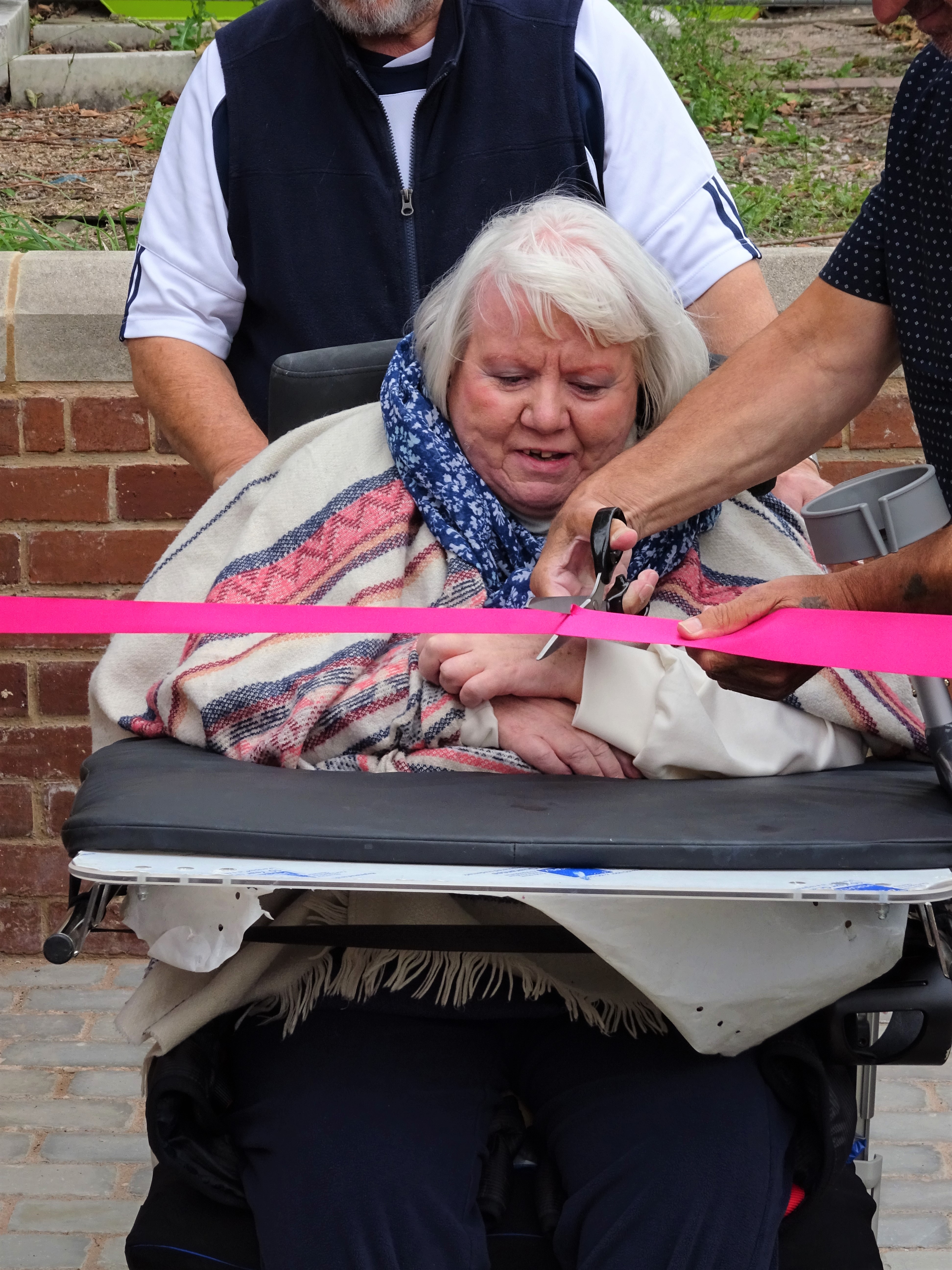 Cutting the ribbon for the new ramp at st edmund