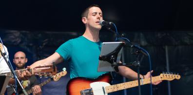 Dave Shaw leading worship at Walsingham Pilgrimage