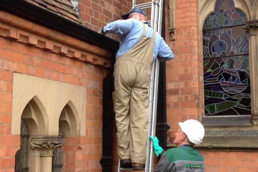 church maintenance gutter repair header image
