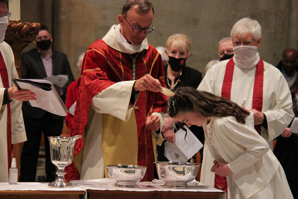 Candidate being baptised 