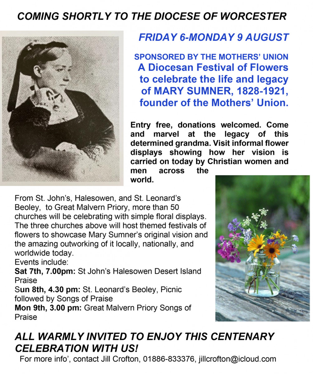 Advert for mothers union flower festival