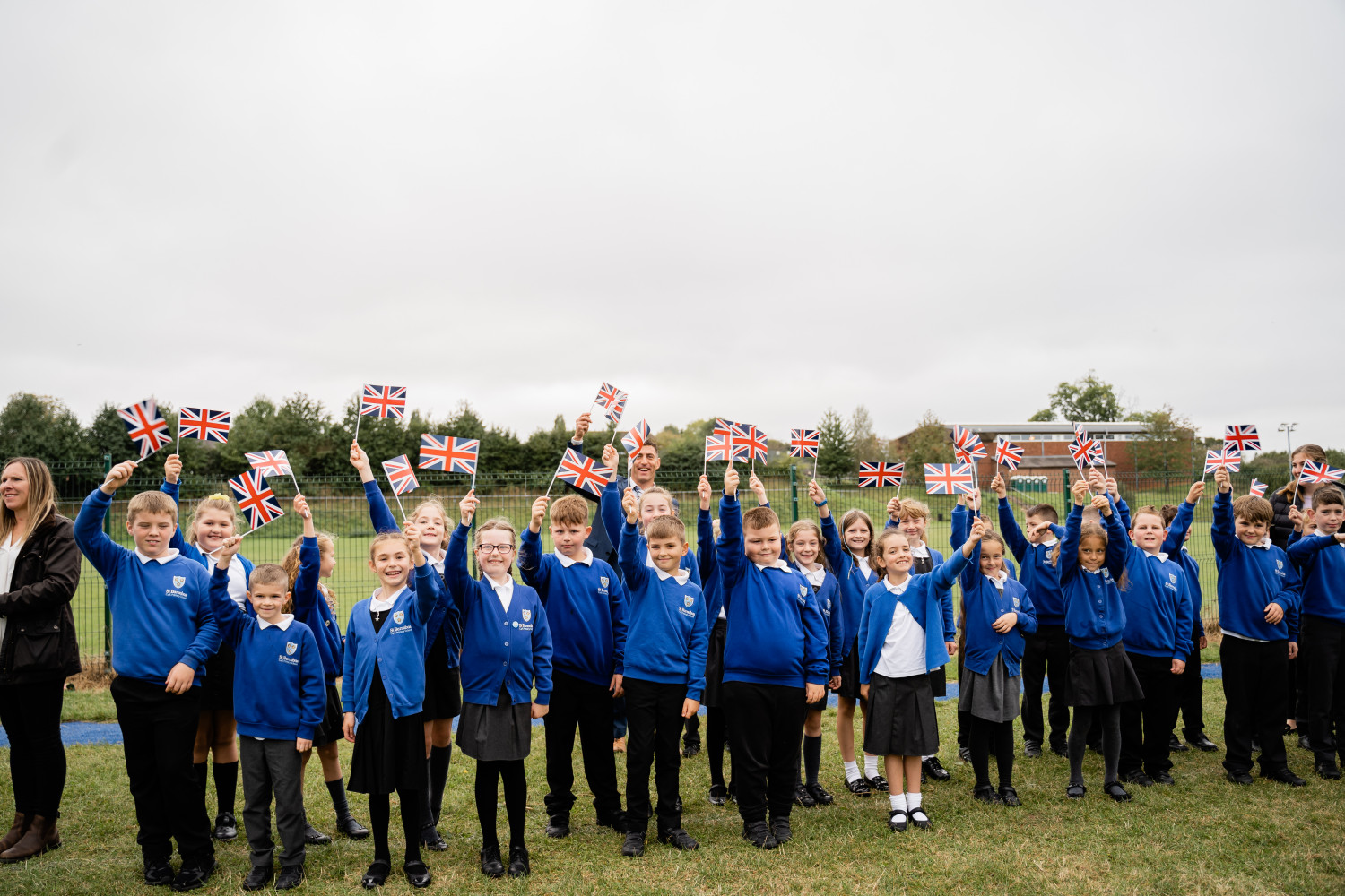 Children waving flags