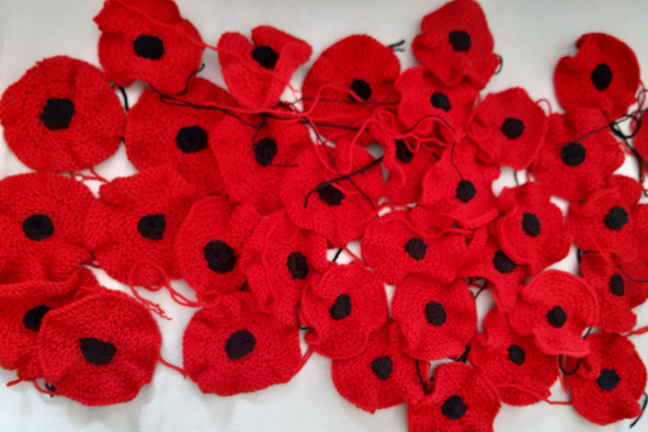 knitted poppies