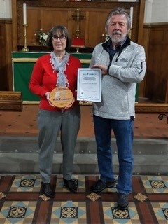 Judy & Chris Ford with their Eco Church award