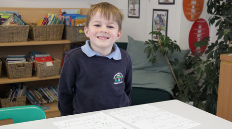 Freddie with his letter to church