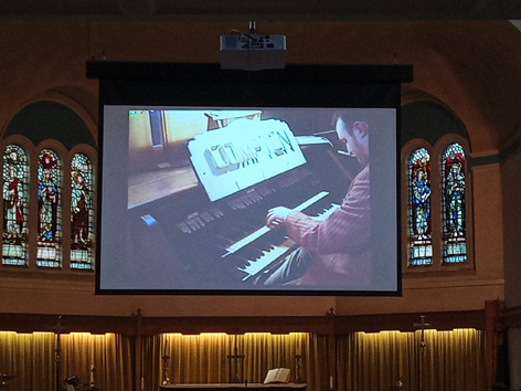 Close up of the organ playing