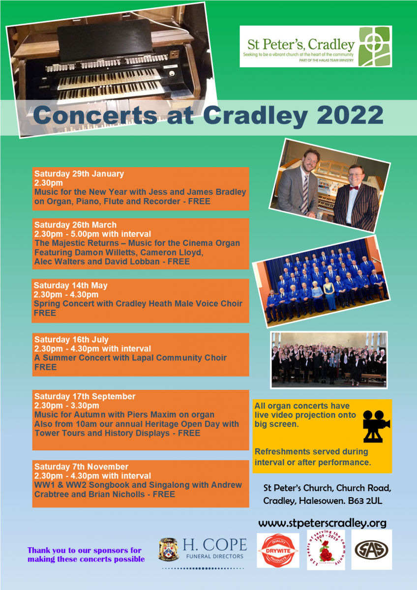 Poster with details of forthcoming concerts
