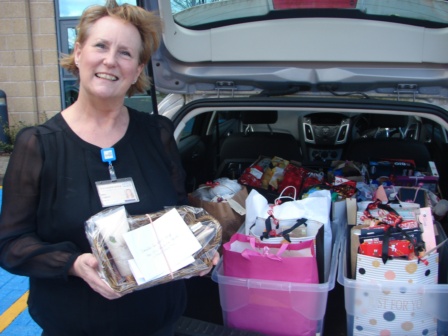 Gifts being received at the Worcestershire Royal Hospital