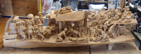 Carving of a World War 1 aid station