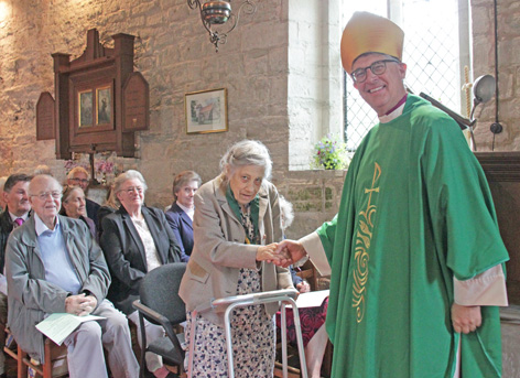 Marian Collins with Bishop Martin