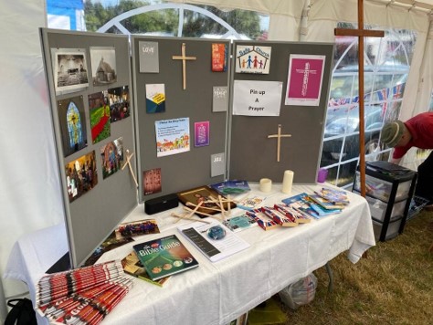 inside the church tent