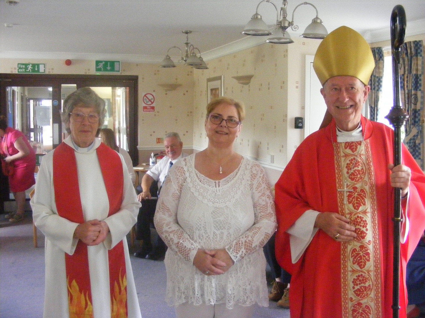 confirmation candidate Karen with Bishop Michael