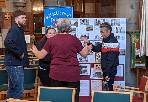 Talking to people at Holly Hall Church