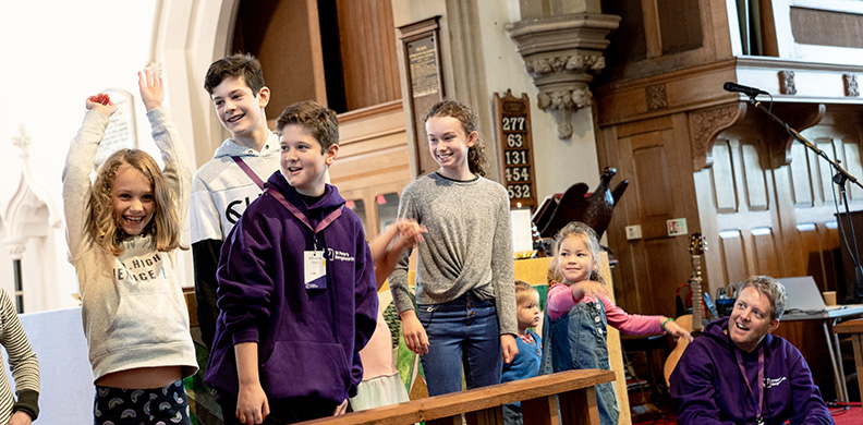 Young people in church