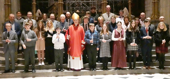 Confirmation candidates with Bishop Martin