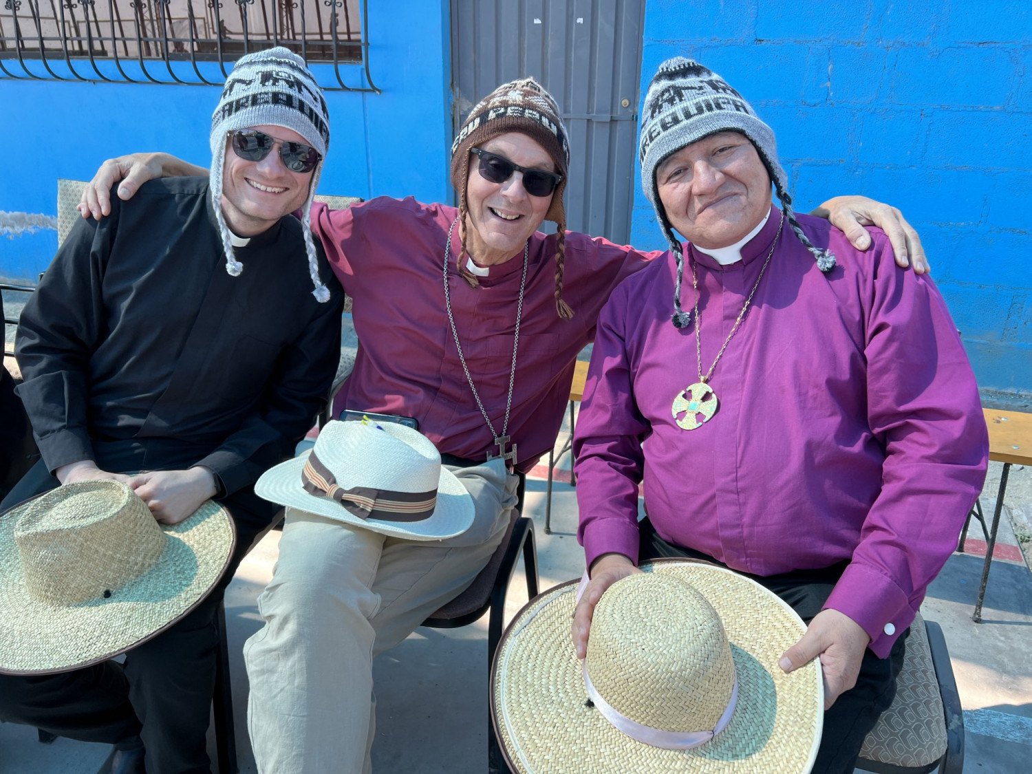 Phil Bradford, Bishop John and Bishop Jorge in Peruvian hats
