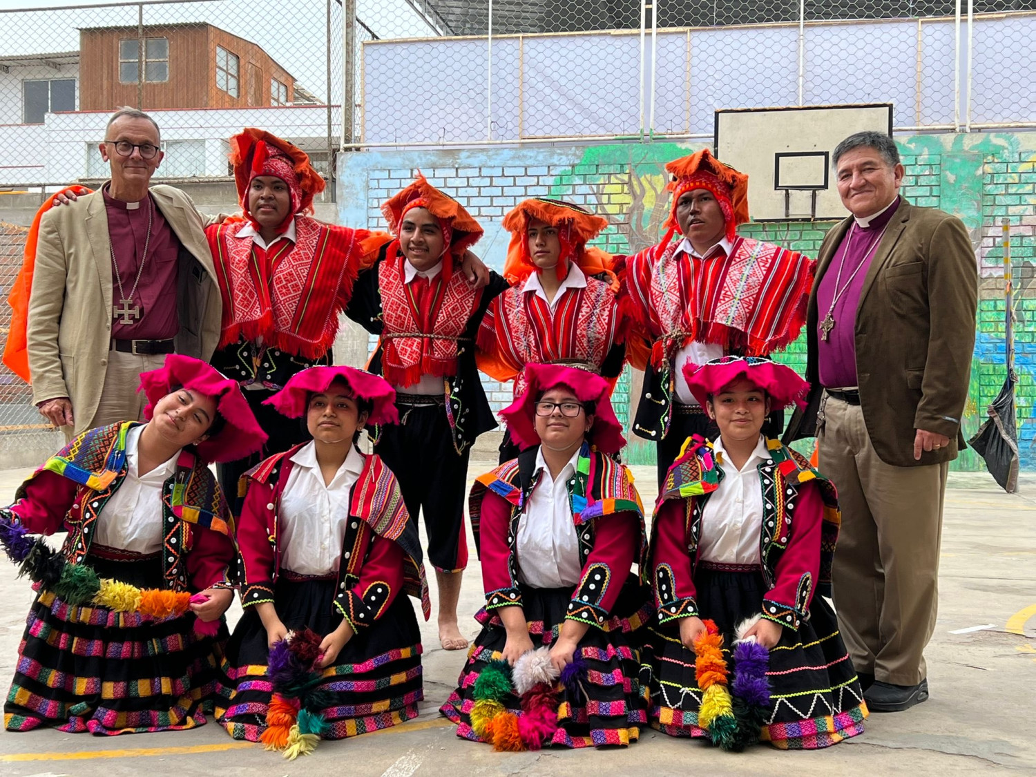 Bishop John & Bishop Jorge with Peruvian dancers