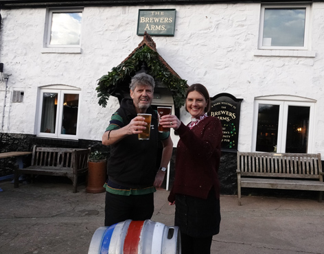 Mark and Becky outside the Brewers Arms