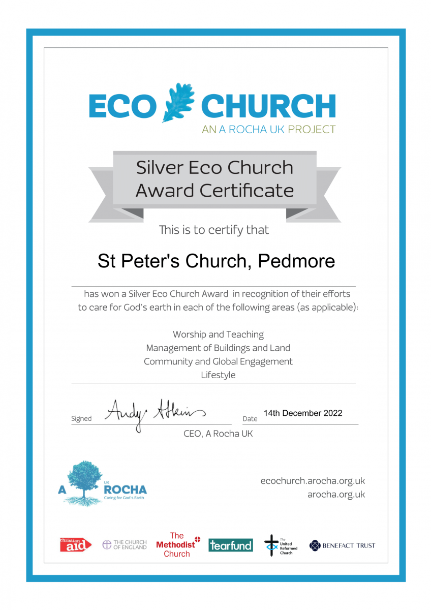 Silver Eco Church certificate