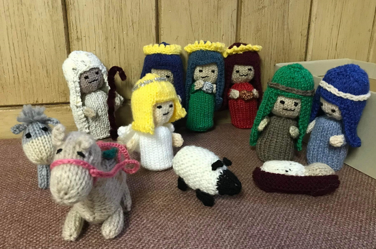 A knitted nativity set