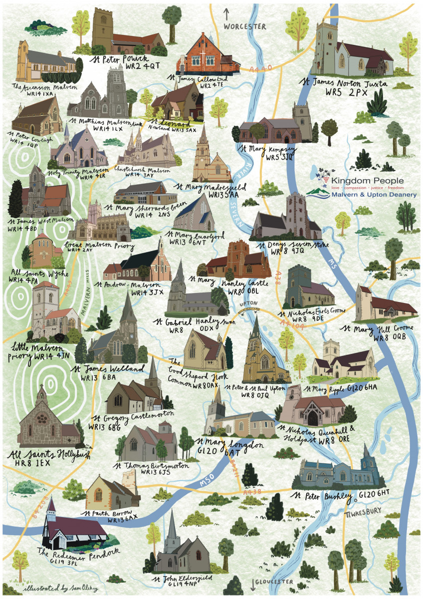 Map of Malvern & Upton Deanery