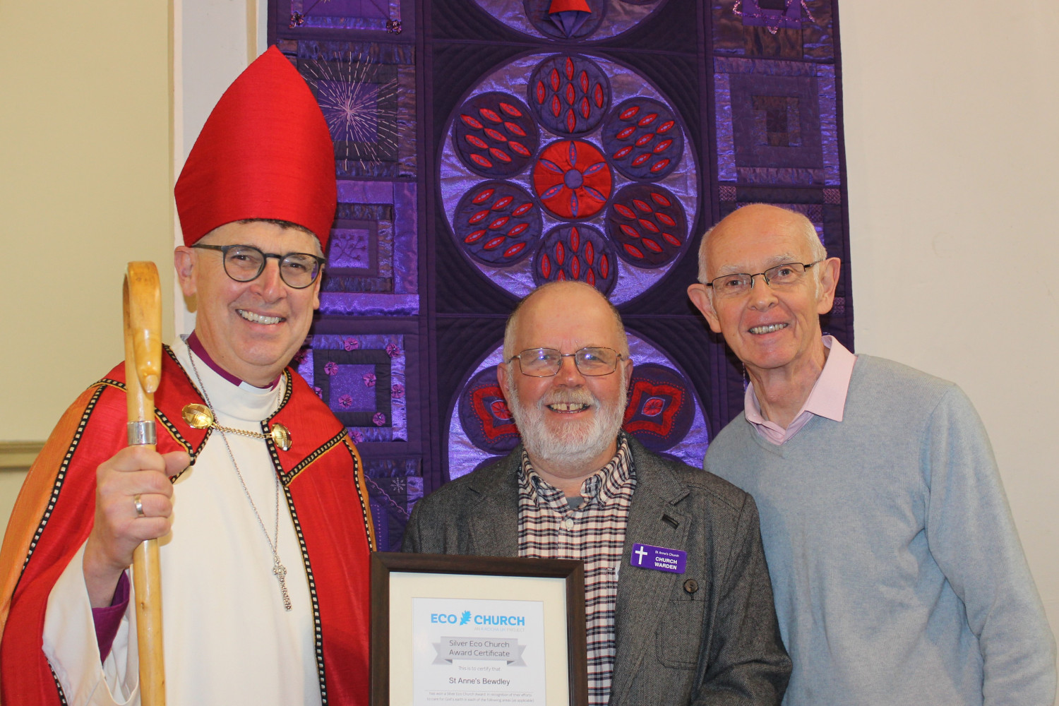 Bishop Martin presenting the Eco Church award