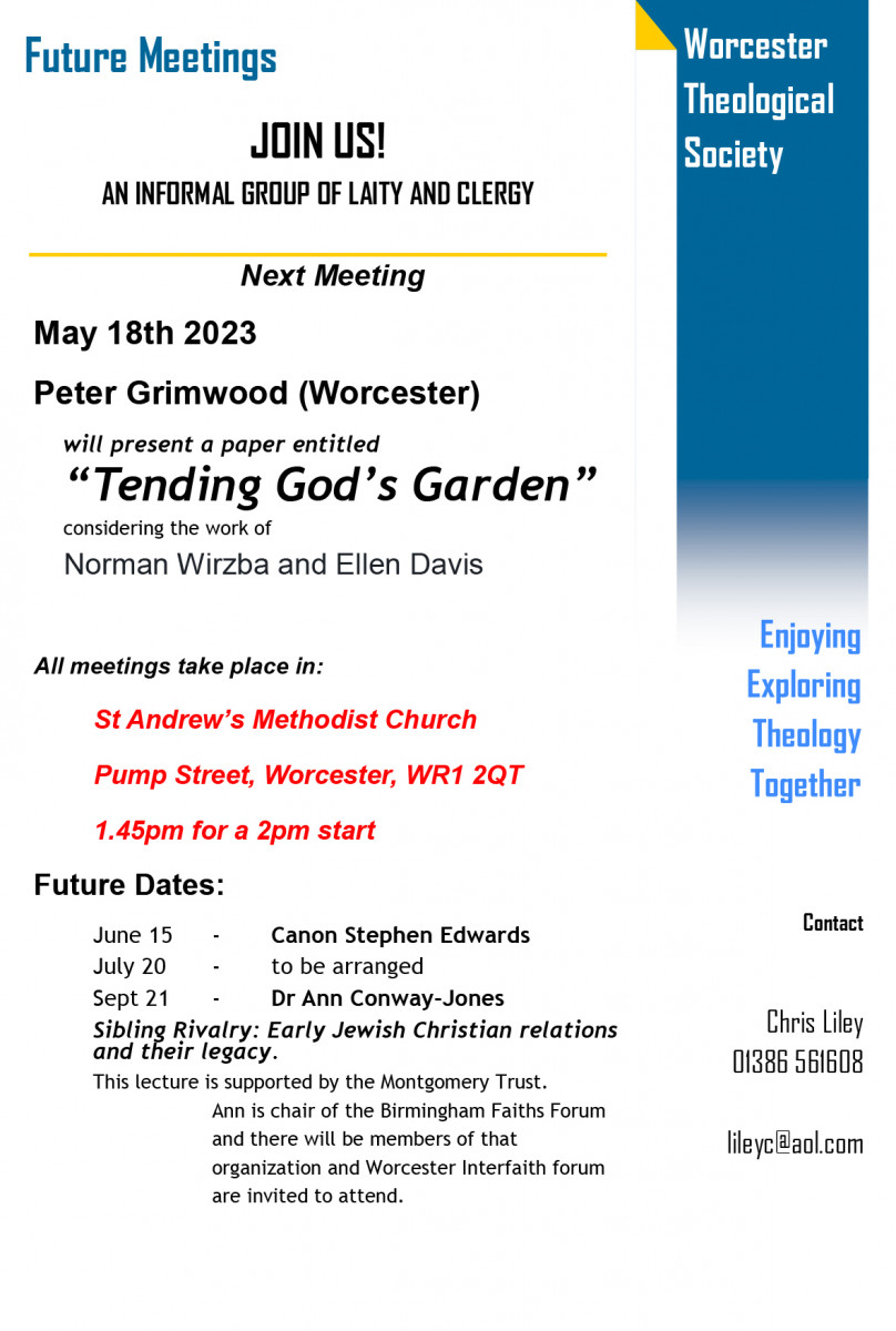 Poster for the Worcester Theological society event