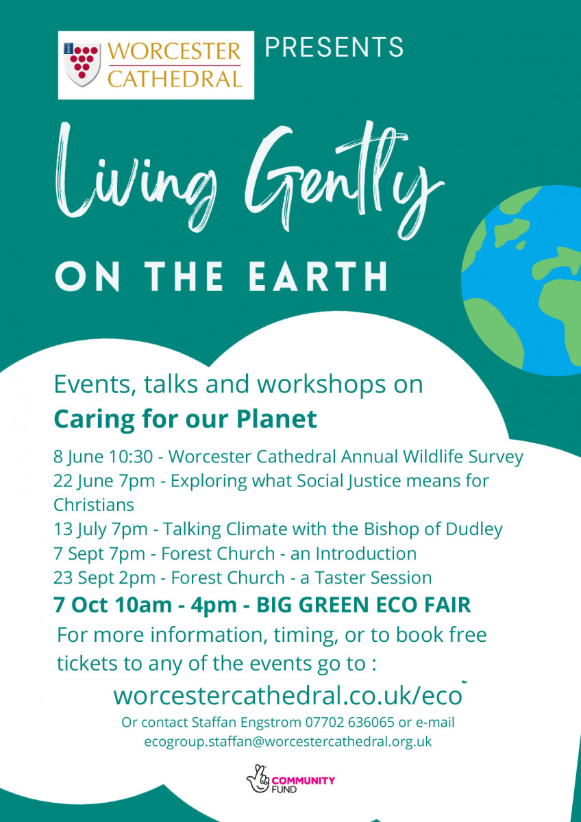 Living gently on the earth poster with list of events