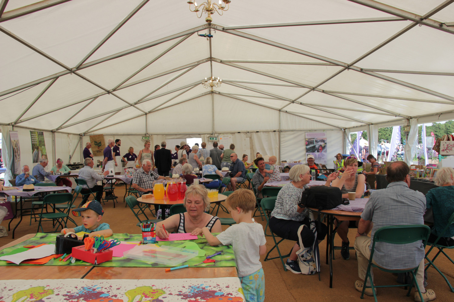 Inside of the church tent