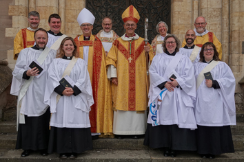 Deacons with Bishops John and Martin outside the cathedral after their ordination